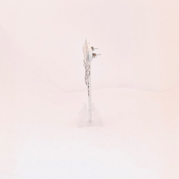 Vintage AVER Mexican Sterling Silver 925 Dome Dangle Drop Earrings 17mm Estate - Picture 4 of 9